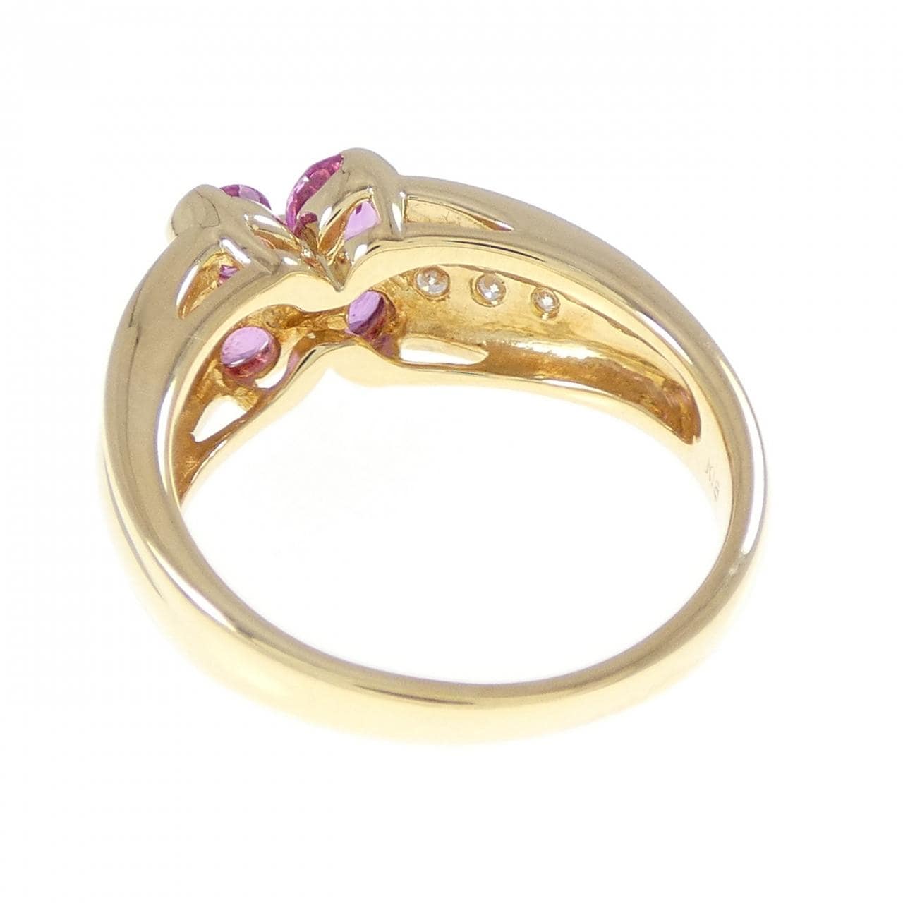 K18YG フラワー サファイヤ リング 1.00CT
