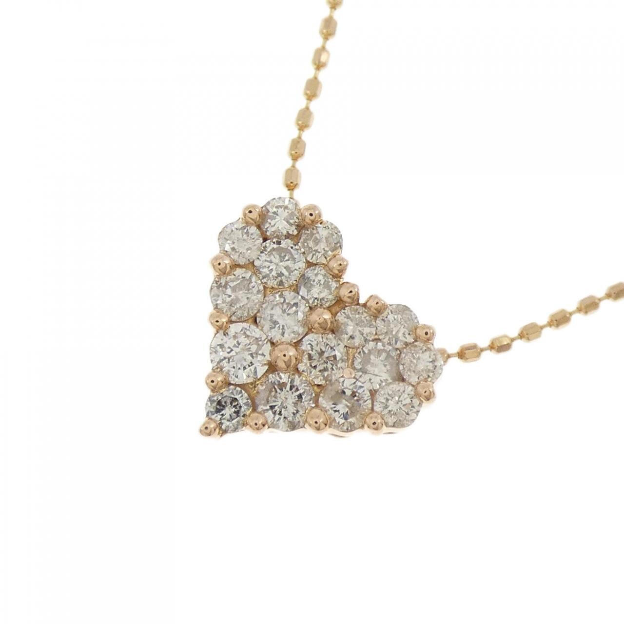 K18PG ハート ダイヤモンド ネックレス 0.50CT