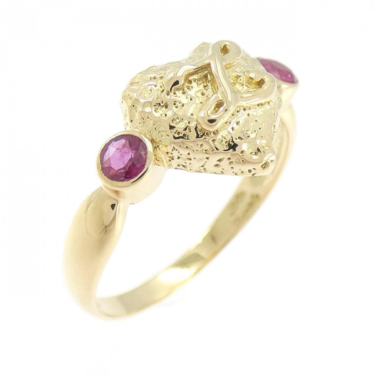 750YG イニシャルL ルビー リング