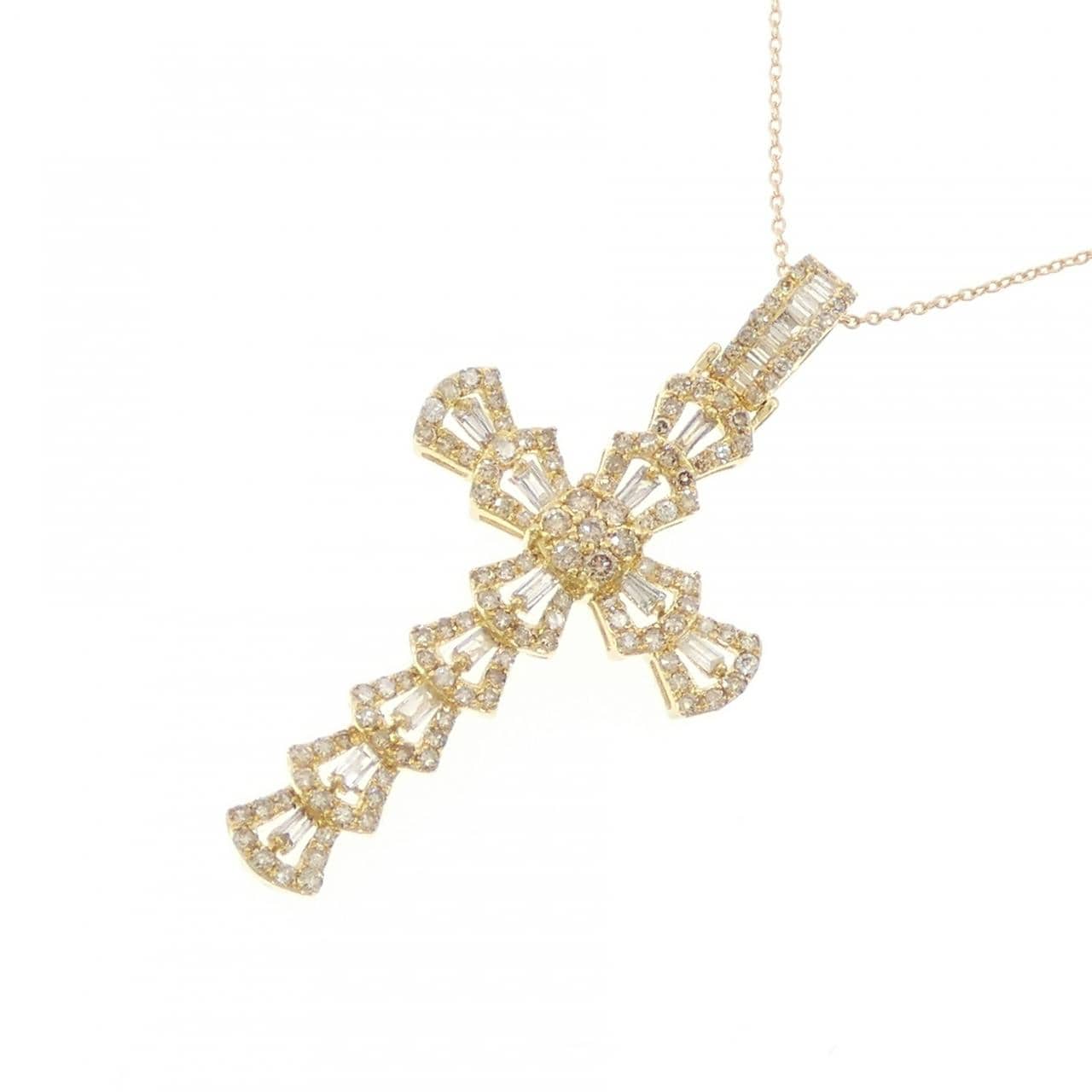 K18YG cross Diamond necklace 1.00CT