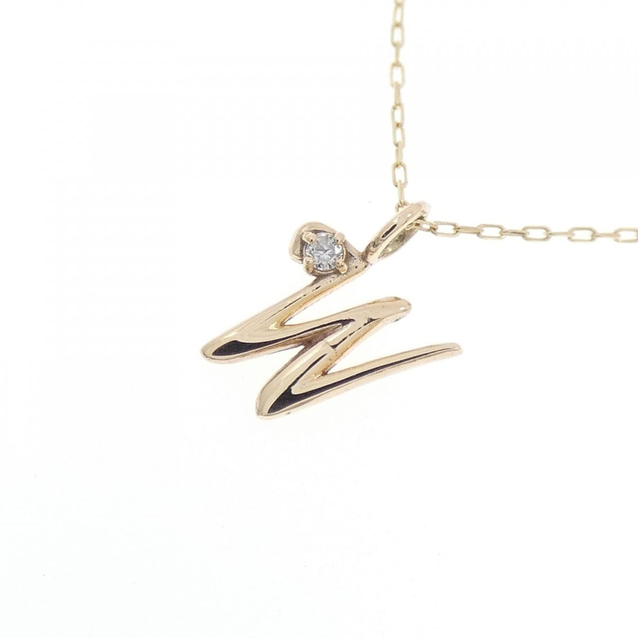 K10YG イニシャルW ダイヤモンド ネックレス
