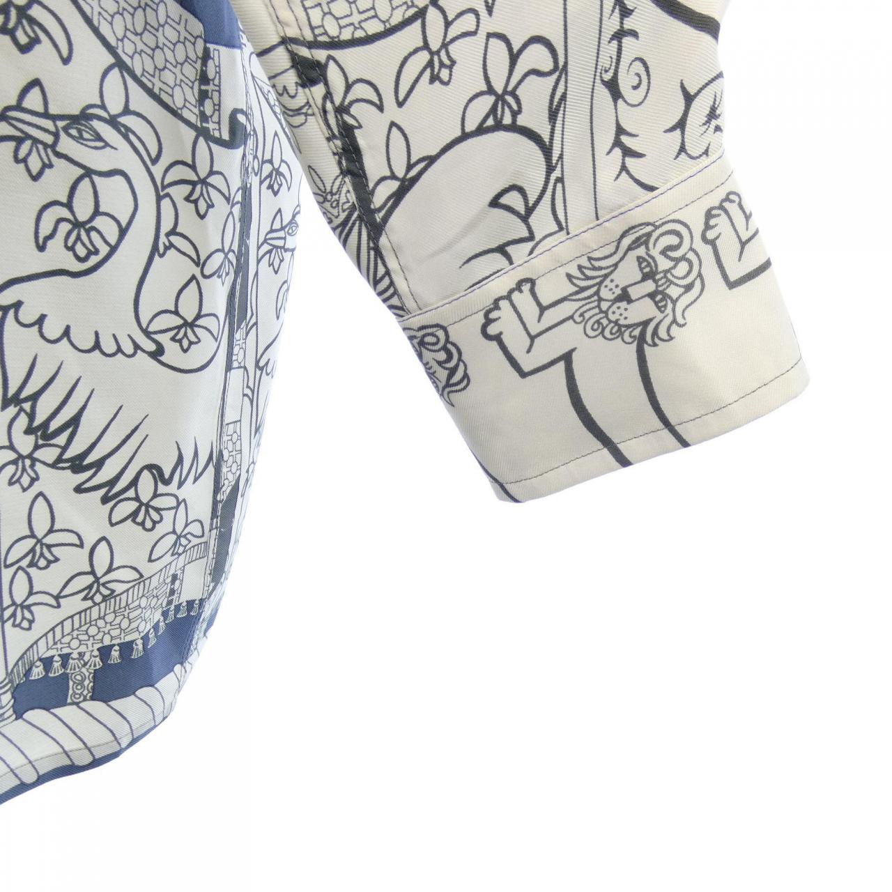 【ヴィンテージ】エルメス HERMES ETENDARDS ET BONNIERES ツイルレーヌ. S／Sシャツ