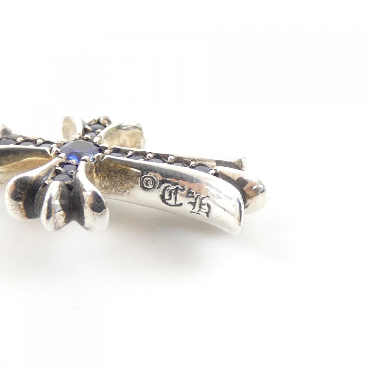 クロムハーツ CHROME HEARTS TINY CH CROSS F PAVE BLU SAPH SNGL SIDE 202033746SLVXXX014 ペンダント