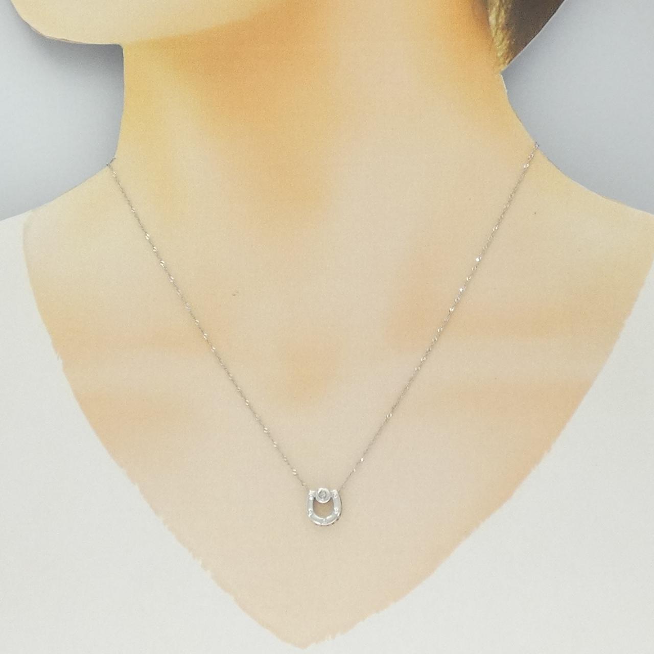 K18WG/750WG ダイヤモンド ネックレス 0.04CT