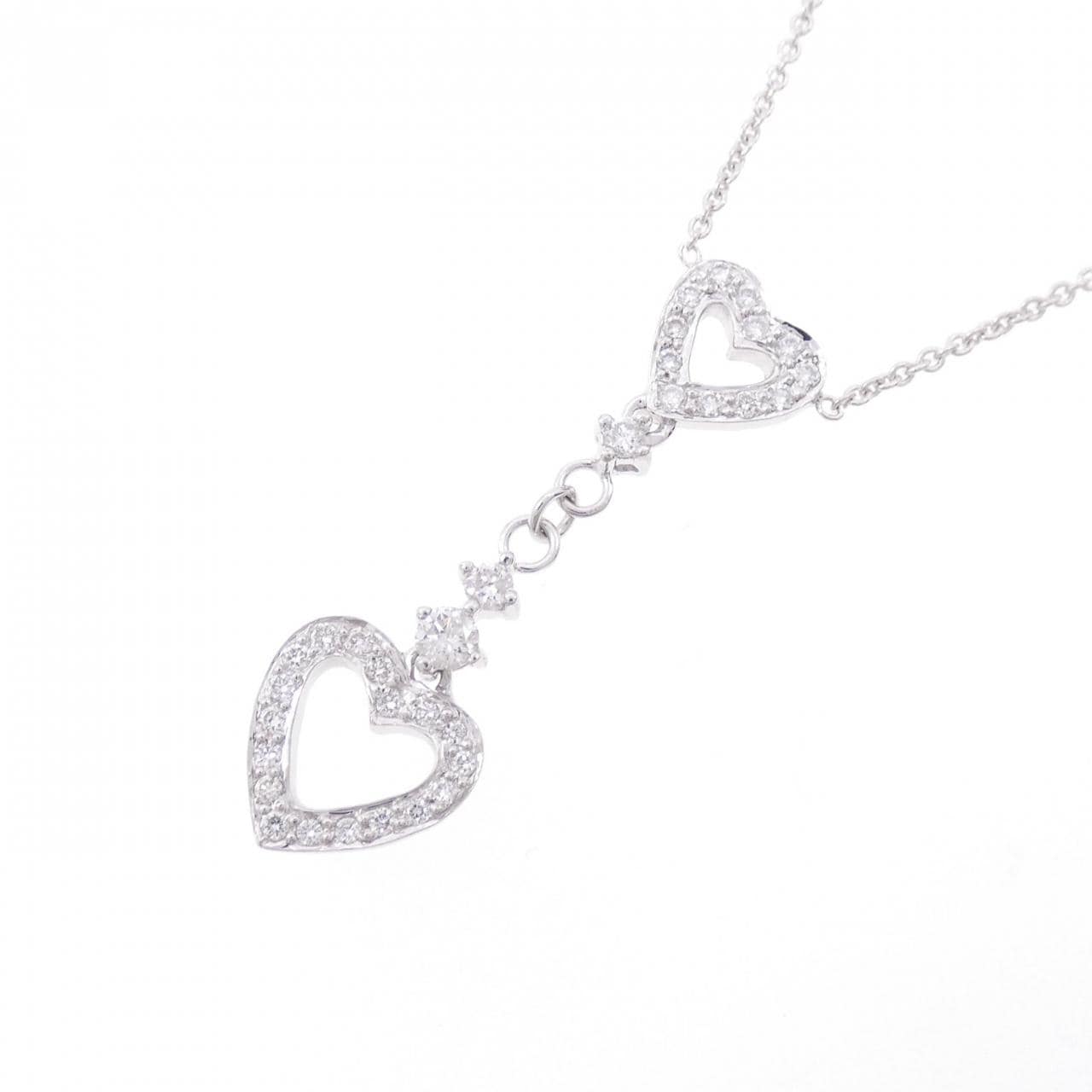 K18WG ハート ダイヤモンド ネックレス 0.25CT