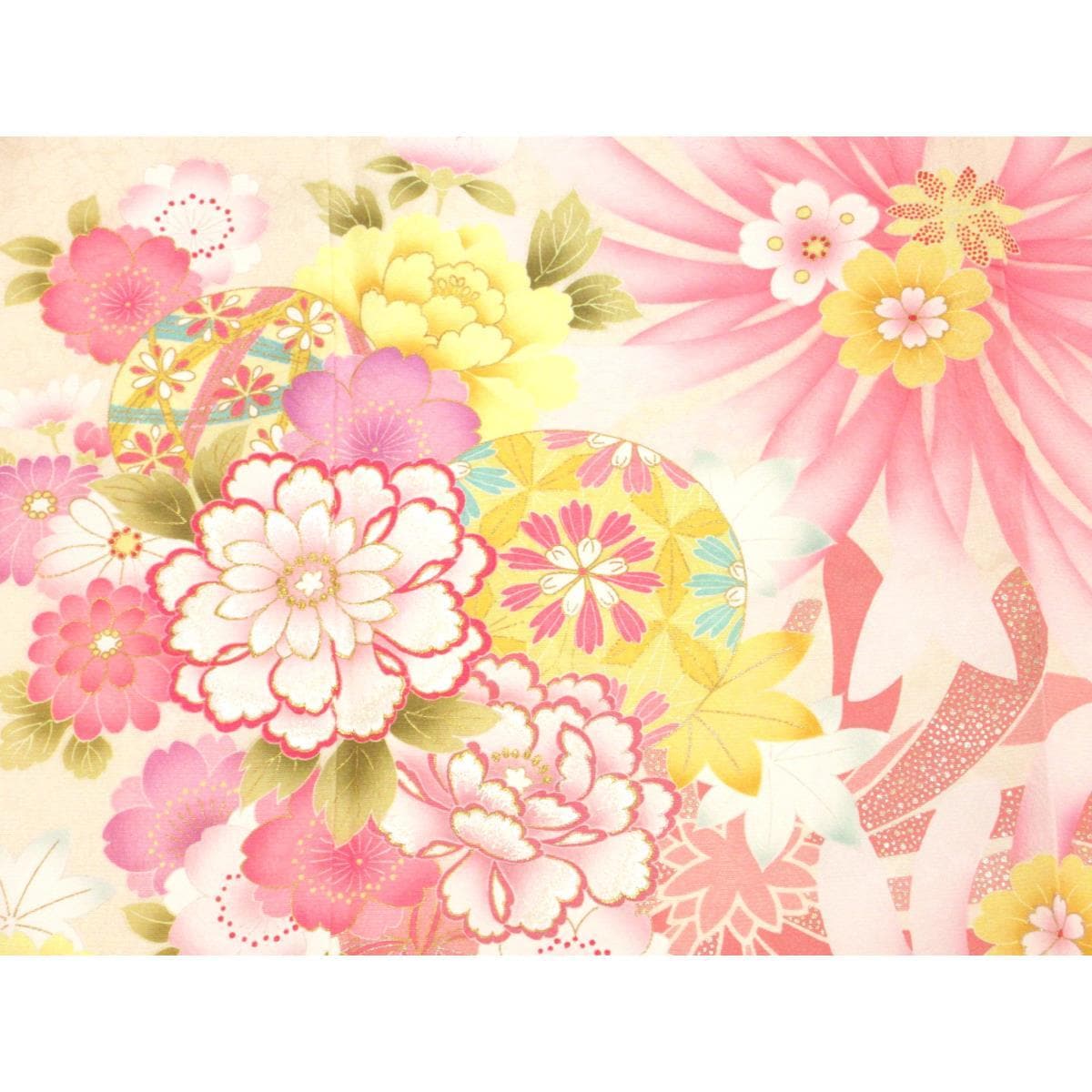【未使用品】振袖　友禅金彩加工　刺繍入り