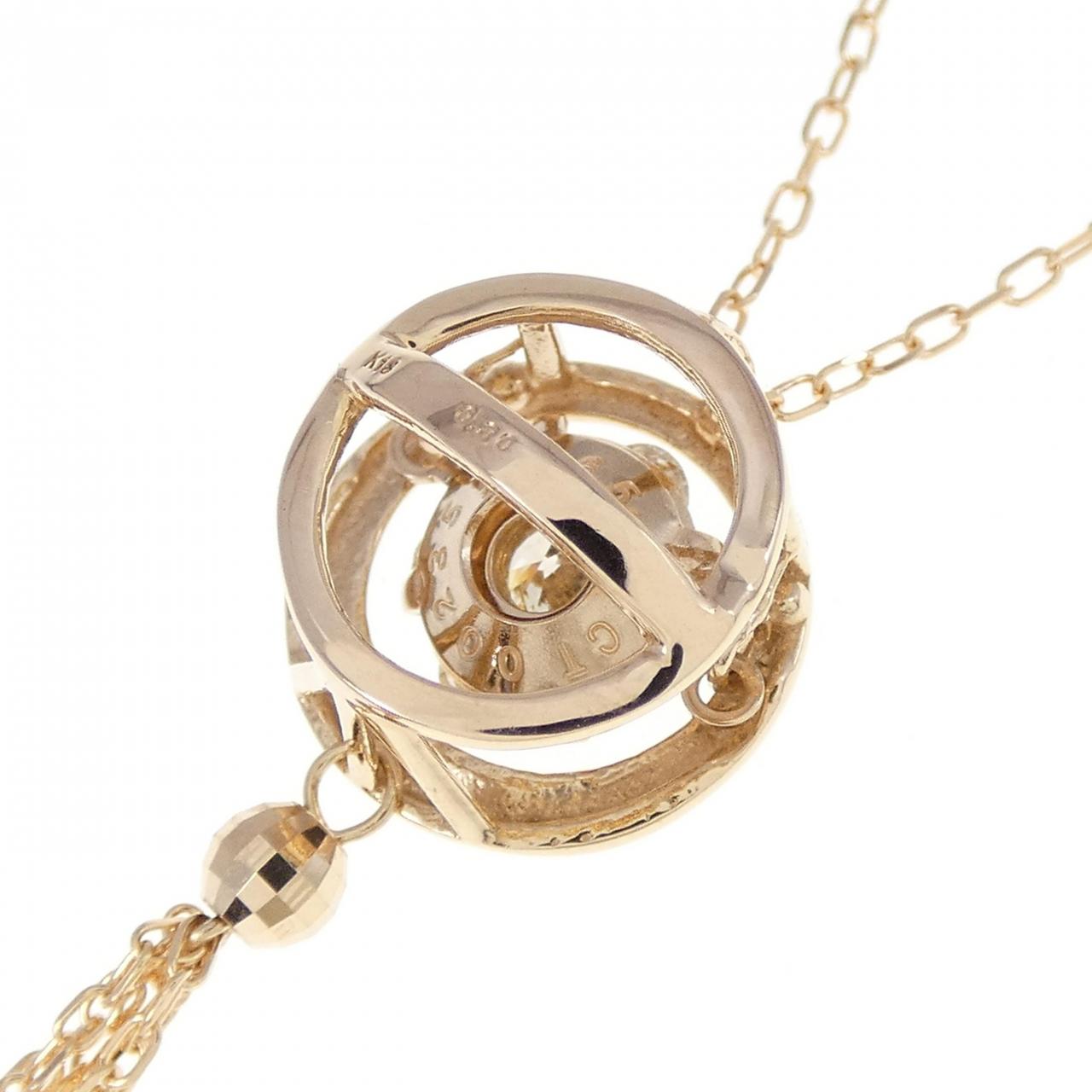 K18PG フラワー ダイヤモンド ネックレス 0.30CT