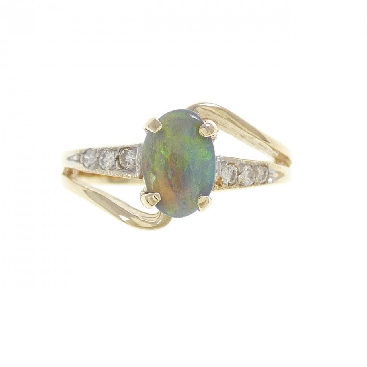 14KYG/14KWG ブラックオパール リング