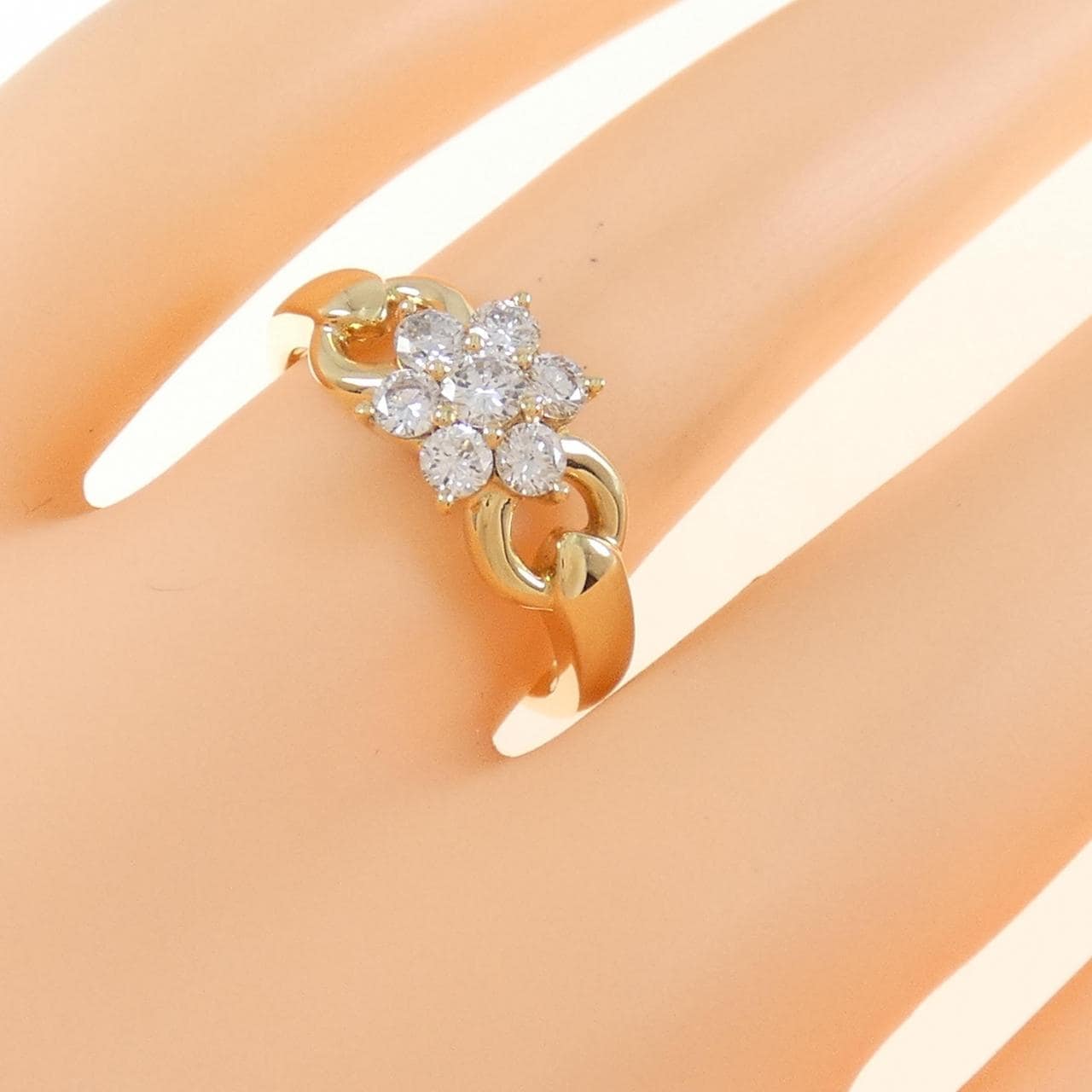 K18YG フラワー ダイヤモンド リング 0.53CT