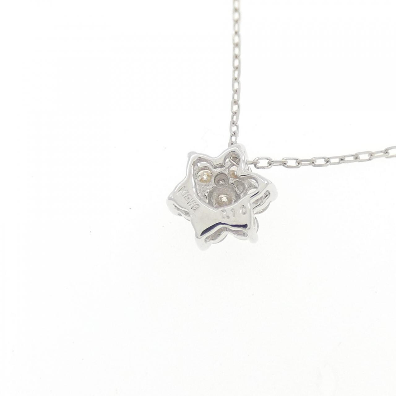 【新品】K18WG フラワー ダイヤモンド ネックレス 0.10CT