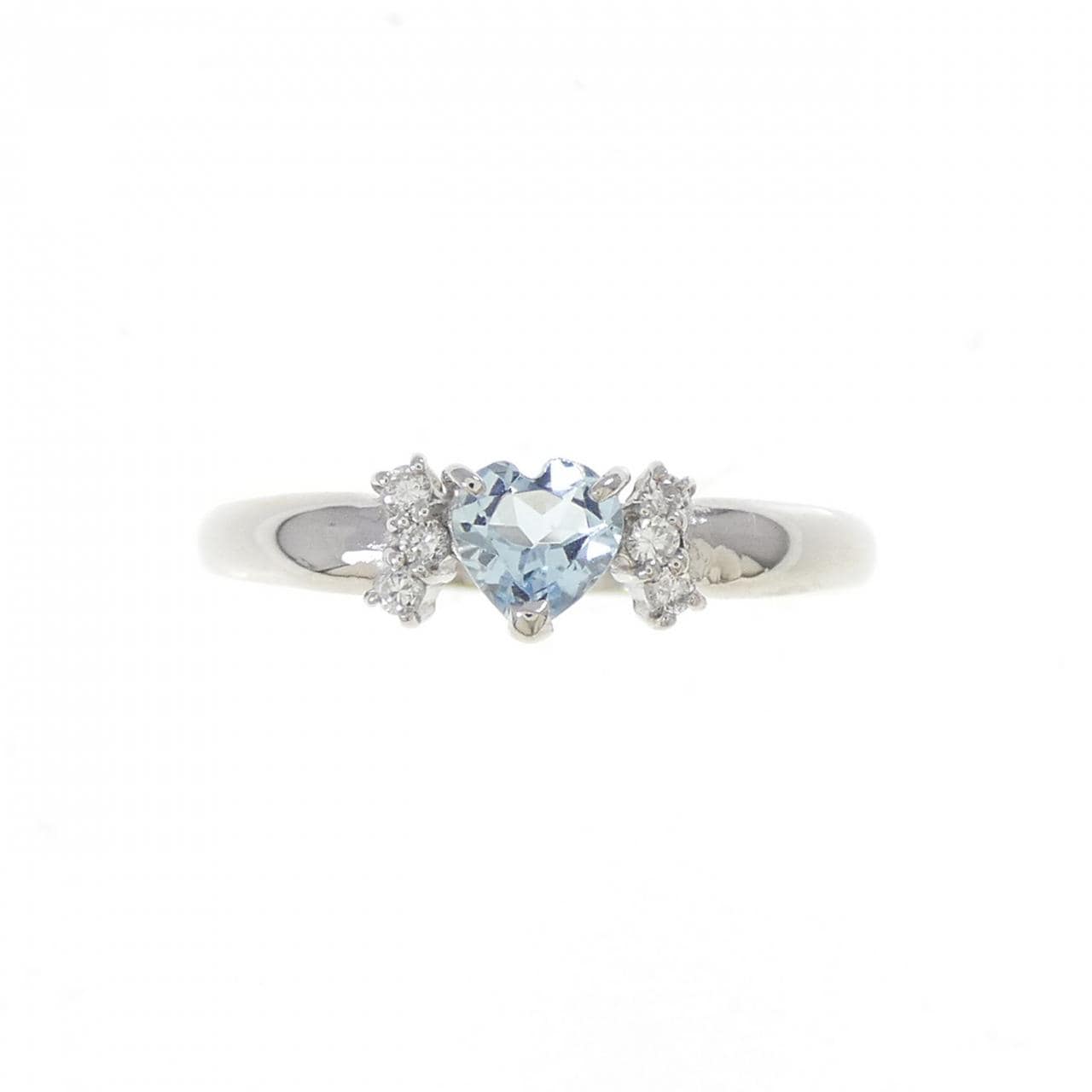 PT900 ハート アクアマリン リング