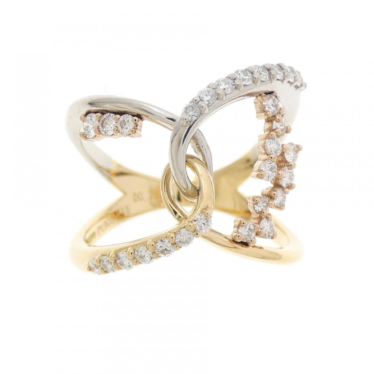 K18YG/PT900/K18PG ダイヤモンド リング 0.35CT