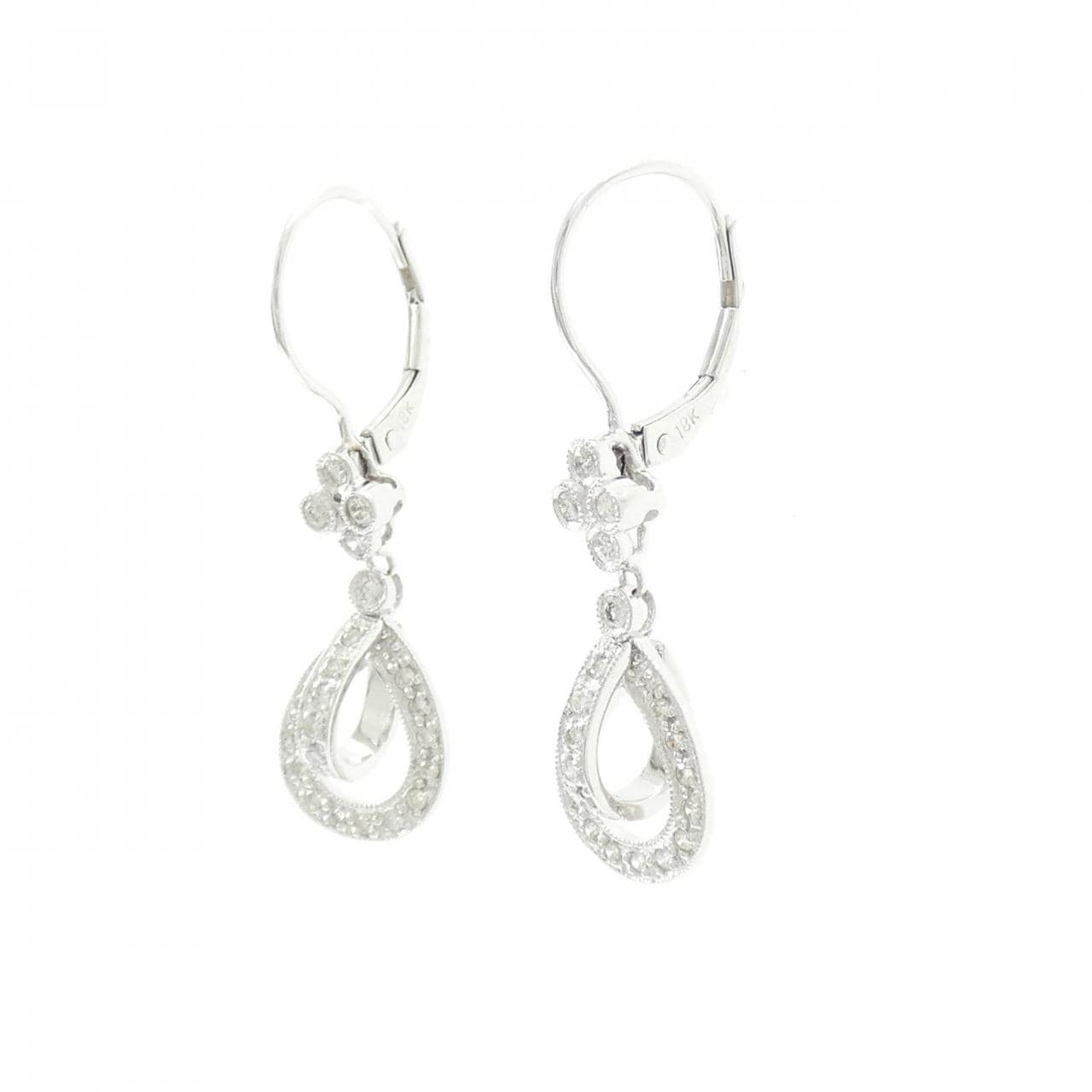 K18WG ダイヤモンド ピアス 0.42CT