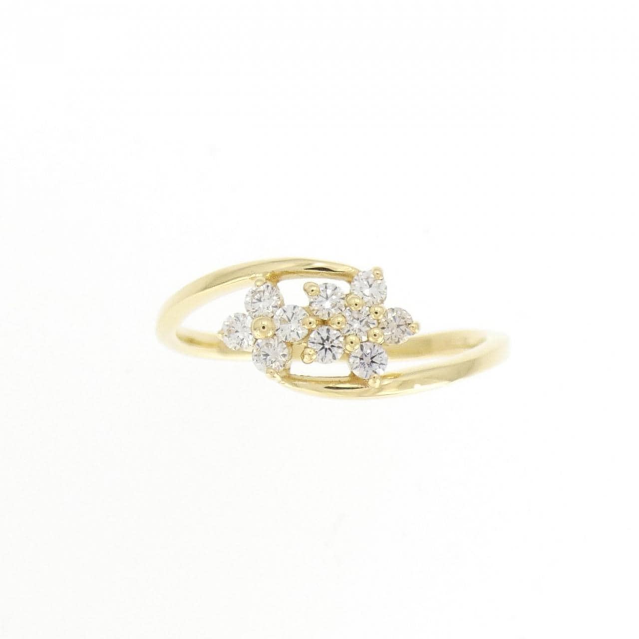 【新品】K18YG フラワー ダイヤモンド リング 0.20CT
