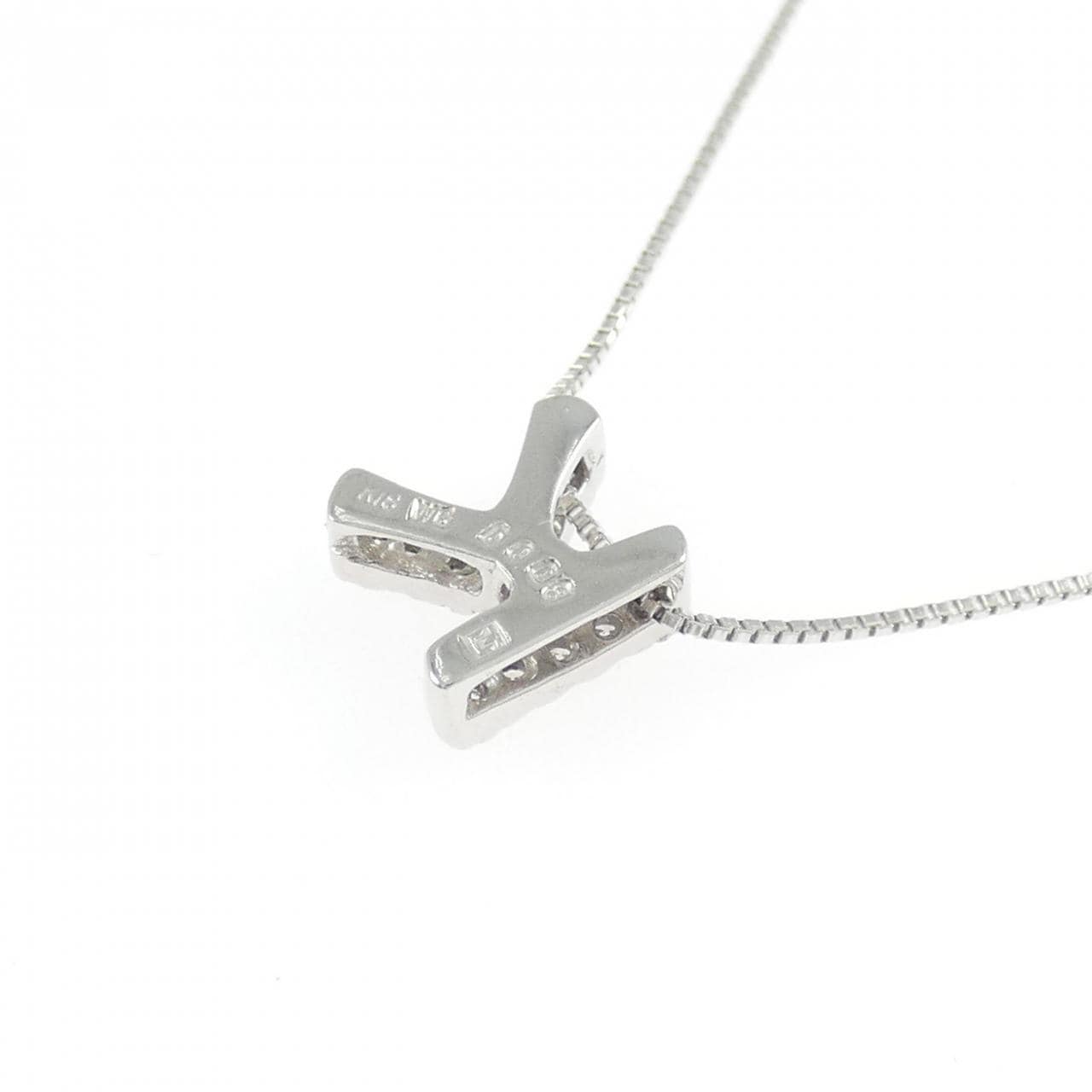 K18WG イニシャルK ダイヤモンド ネックレス 0.08CT