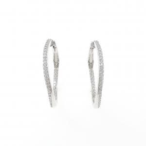 K18WG フープ ダイヤモンド ピアス 1.20CT