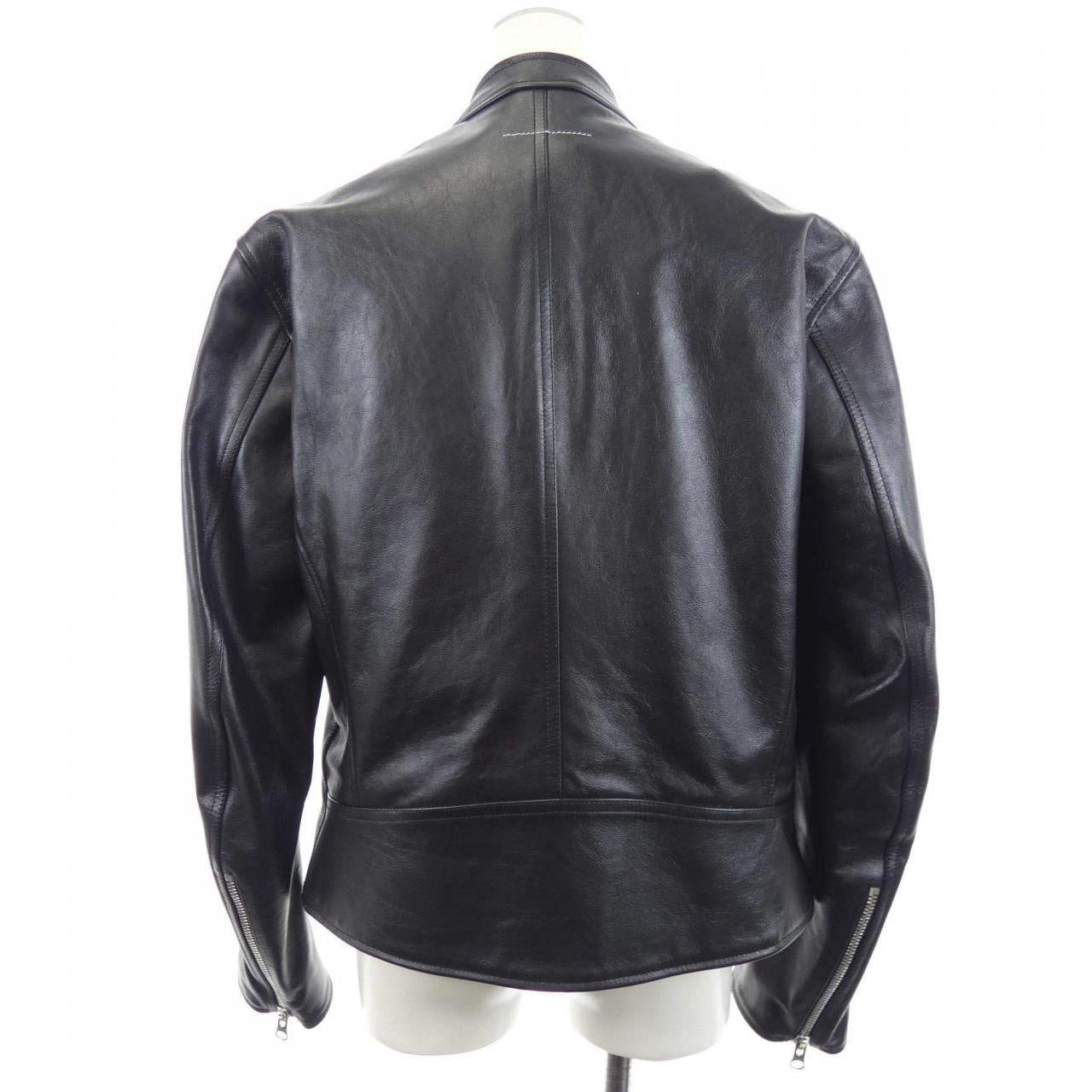 エムエムシックス MM6 八の字 S52AM0227 UNISEX レザーライダースジャケット