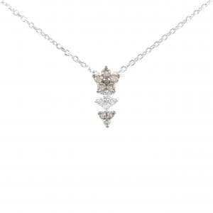 K18WG フラワー ダイヤモンド ネックレス 0.18CT
