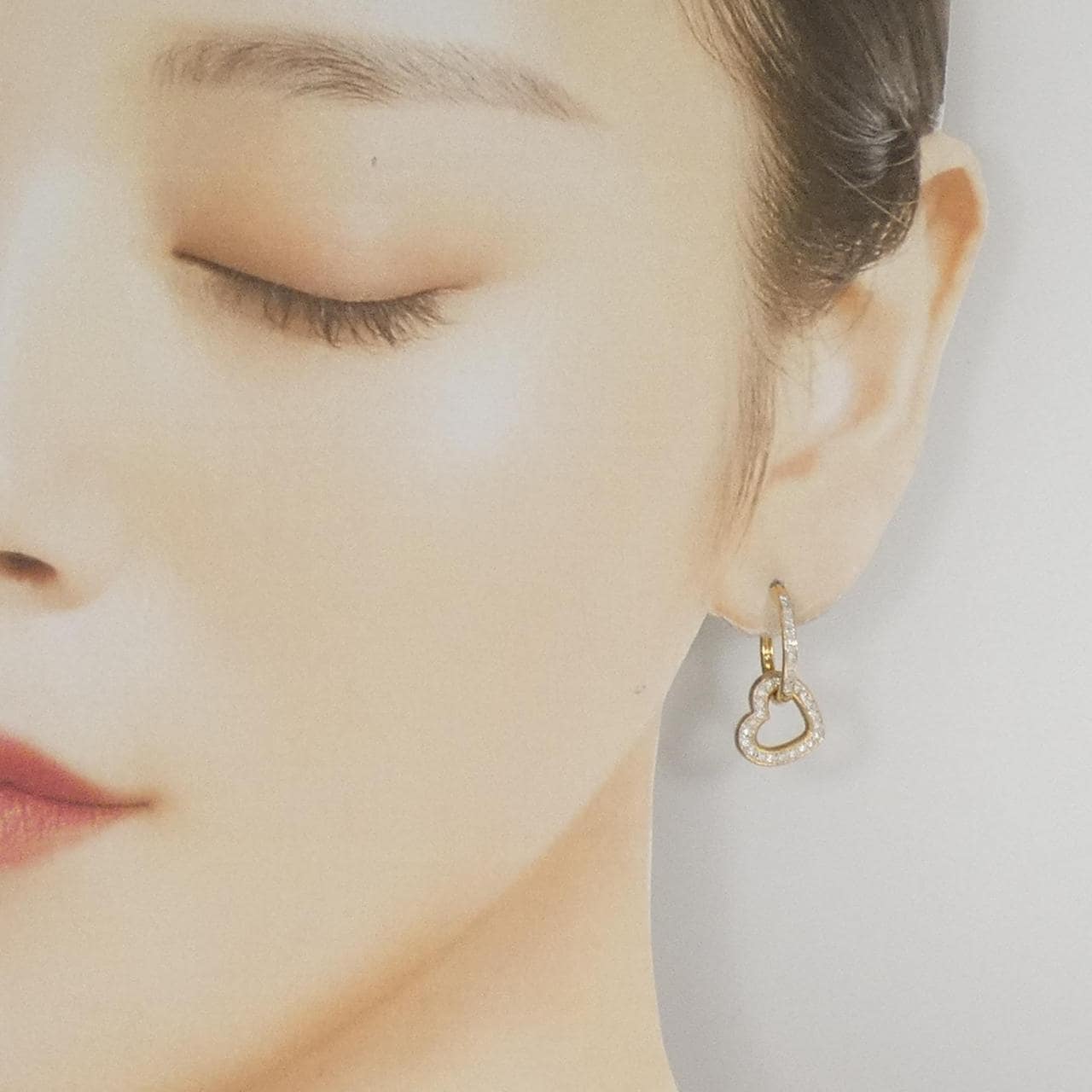 K18YG/K18WG 2WAY ハート ダイヤモンド ピアス 0.24CT