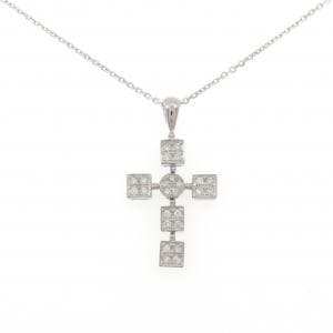 K18WG クロス ダイヤモンド ネックレス 0.34CT