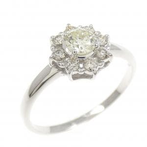 K18WG フラワー ダイヤモンド リング 0.35CT