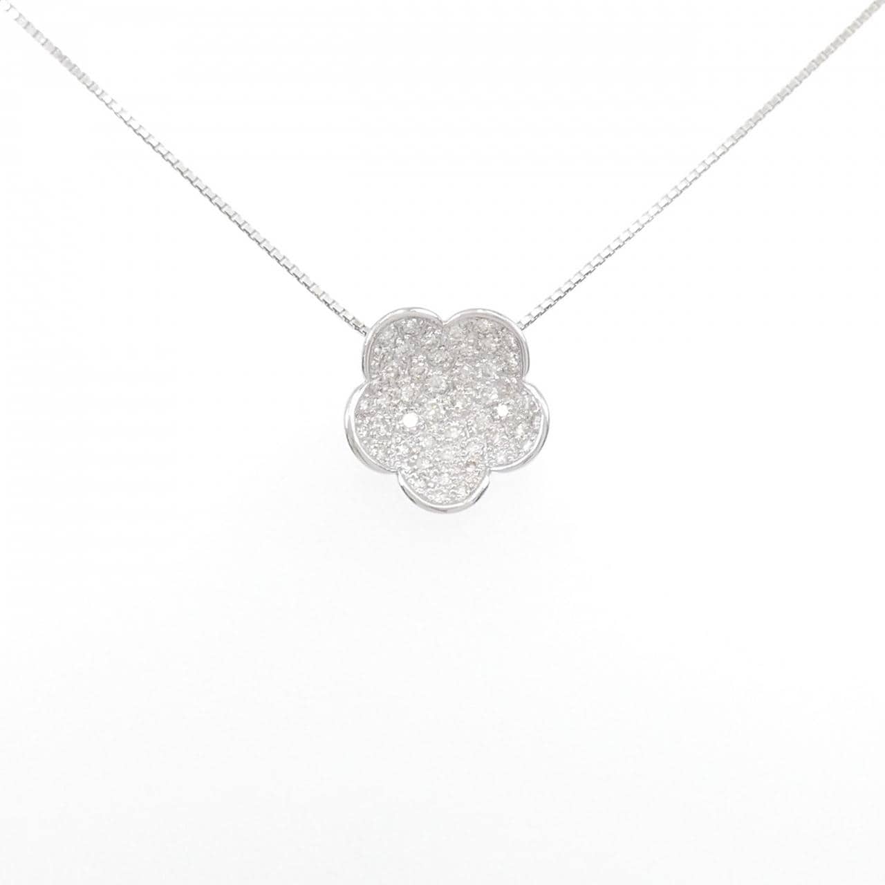 K18WG Flower Diamond Necklace 0.96CT
