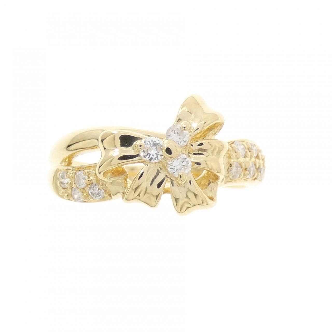 K18YG リボン ダイヤモンド リング 0.20CT