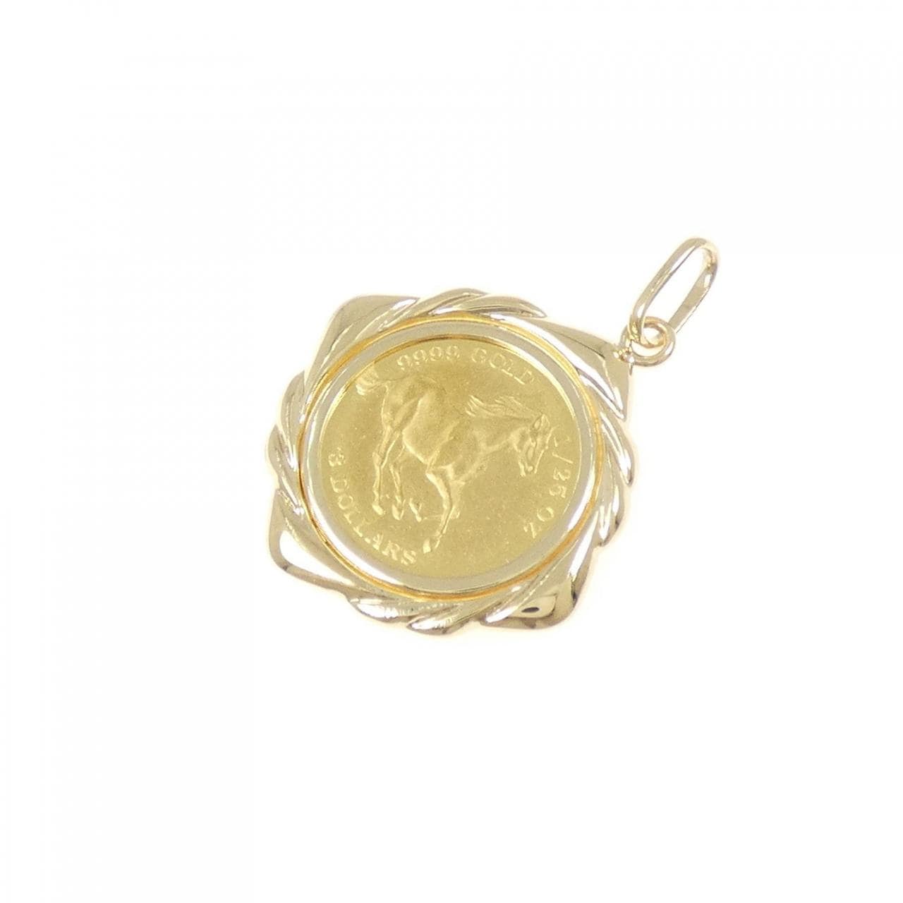 K18YG (框) 硬币吊坠