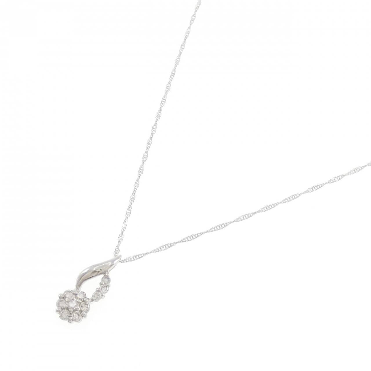 PT900/PT850 フラワー ダイヤモンド ネックレス 0.15CT