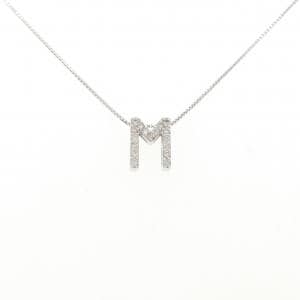 K18WG イニシャルM ダイヤモンド ネックレス 0.34CT