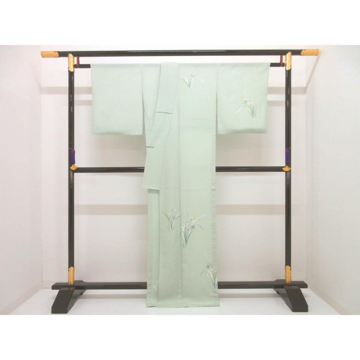 単衣　駒絽訪問着　友禅銀彩加工