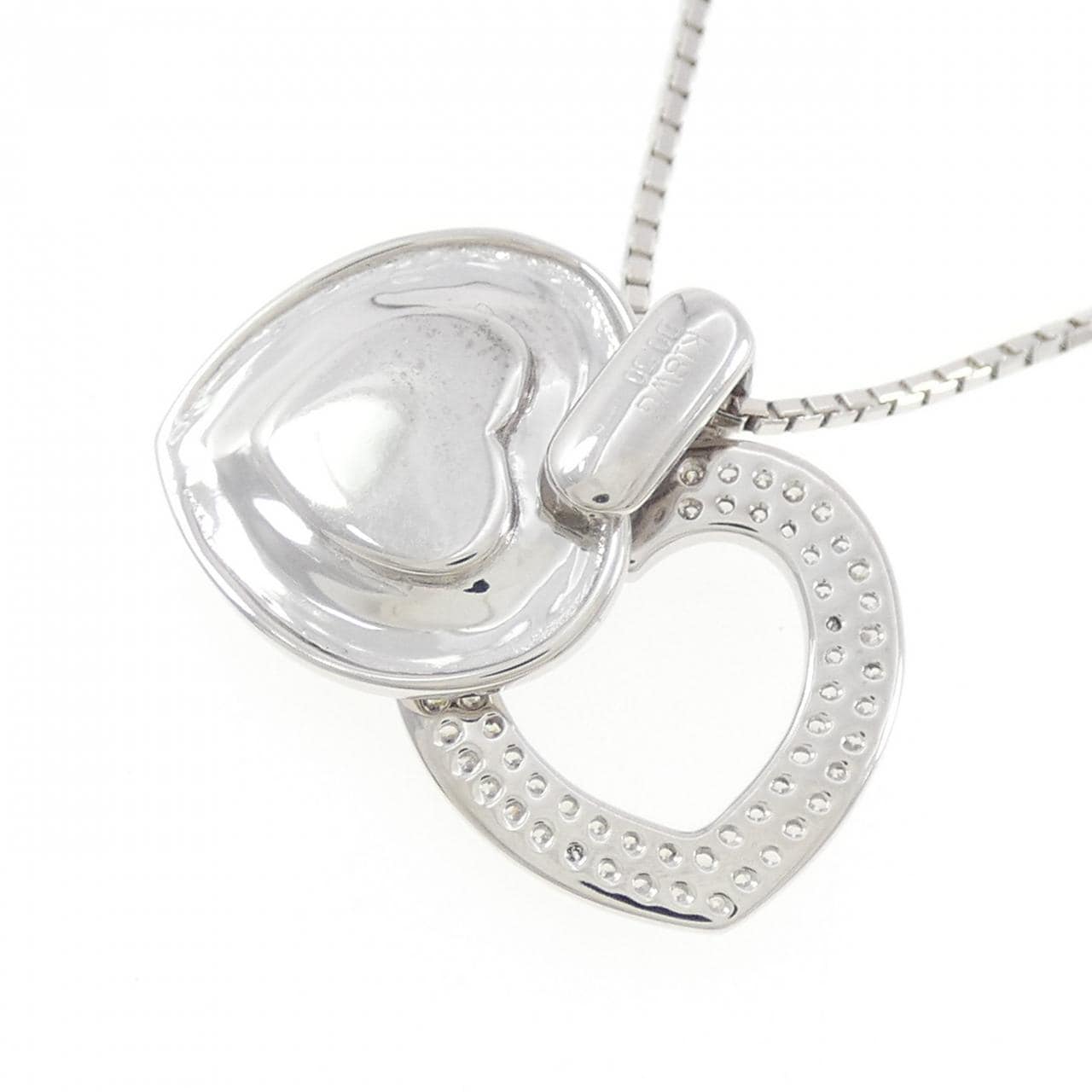 K18WG ハート ダイヤモンド ネックレス 0.50CT
