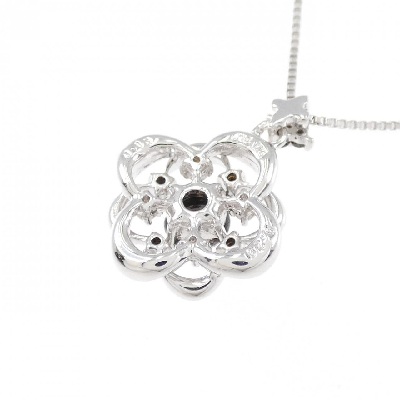 K18WG/K10WG フラワー ダイヤモンド ネックレス 0.20CT