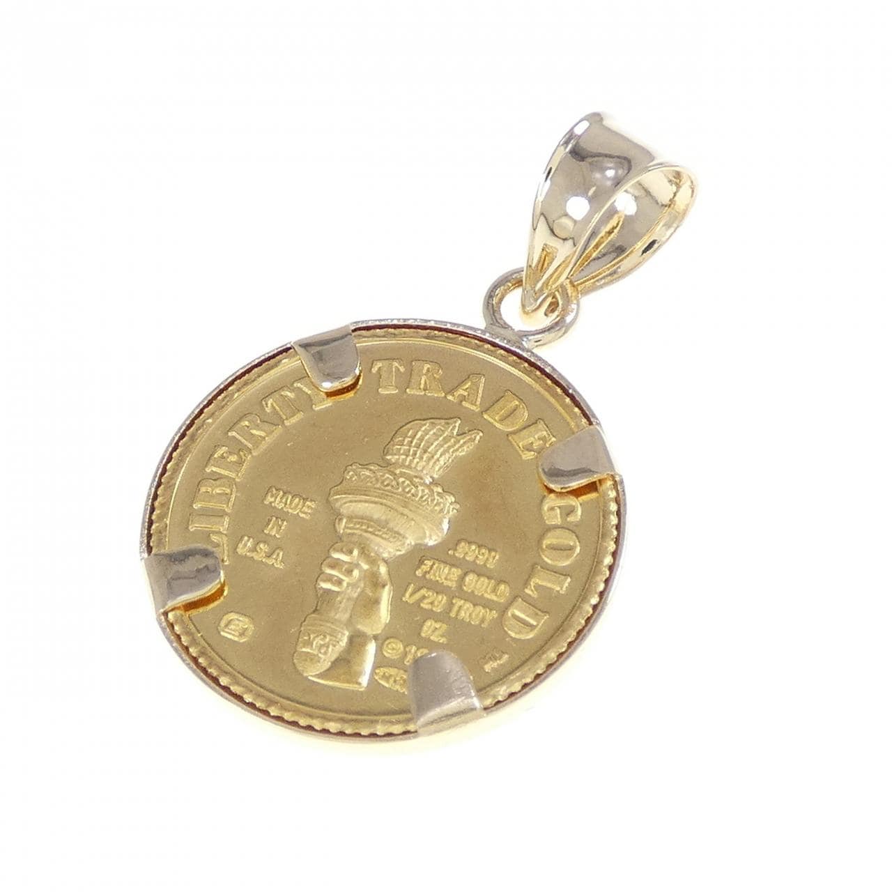 14K (frame) coin pendant