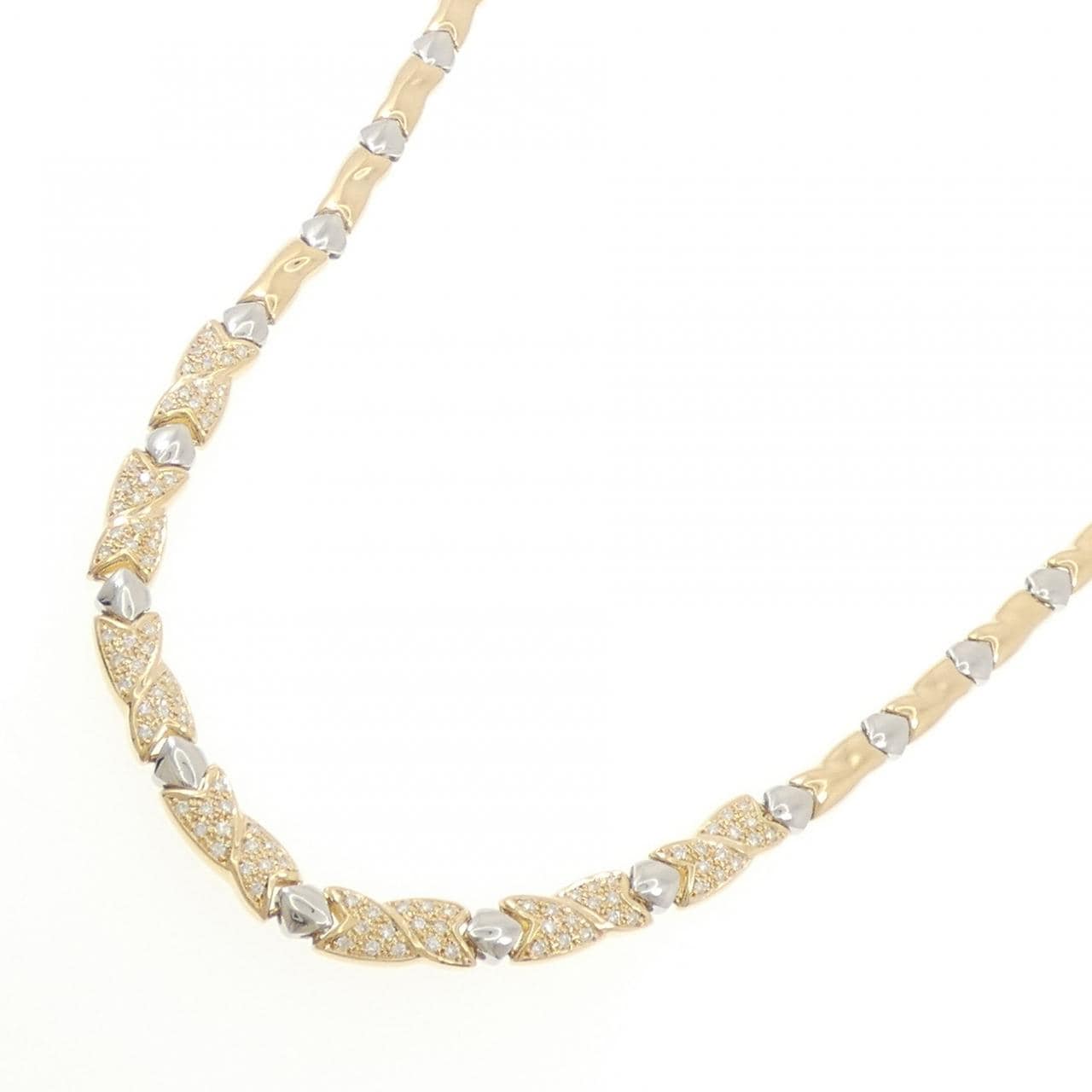 K18YG/PT850 ダイヤモンド ネックレス 1.05CT