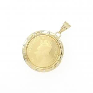 K18YG(枠) ダイヤモンド コイン ペンダント 0.08CT