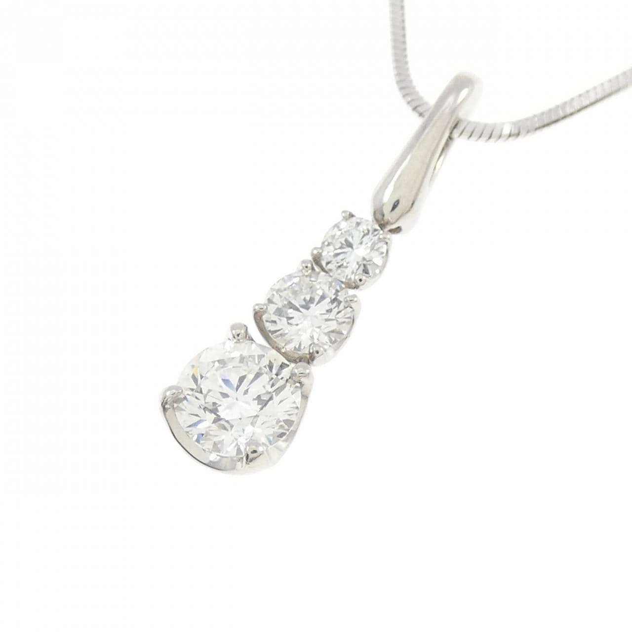 PT900/PT850 スリーストーン ダイヤモンド ネックレス 0.30CT