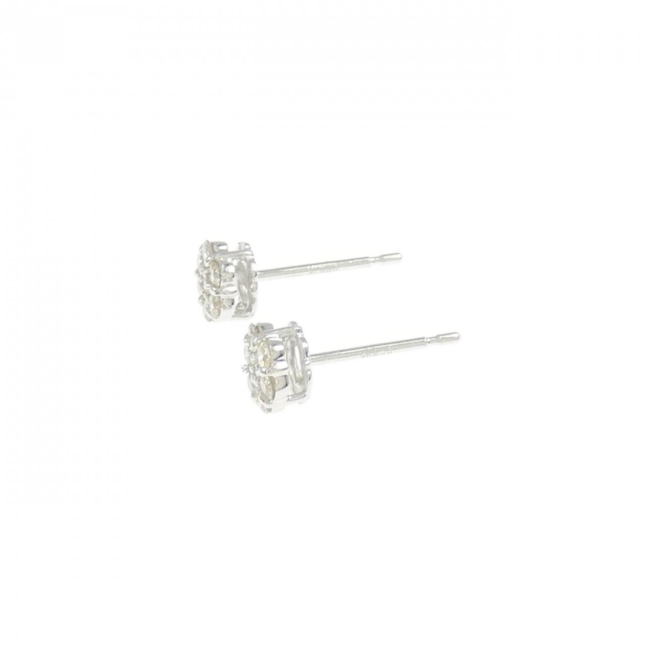[新品] K18WG 花朵钻石耳环 0.20CT