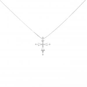 K10WG クロス ダイヤモンド ネックレス 0.02CT