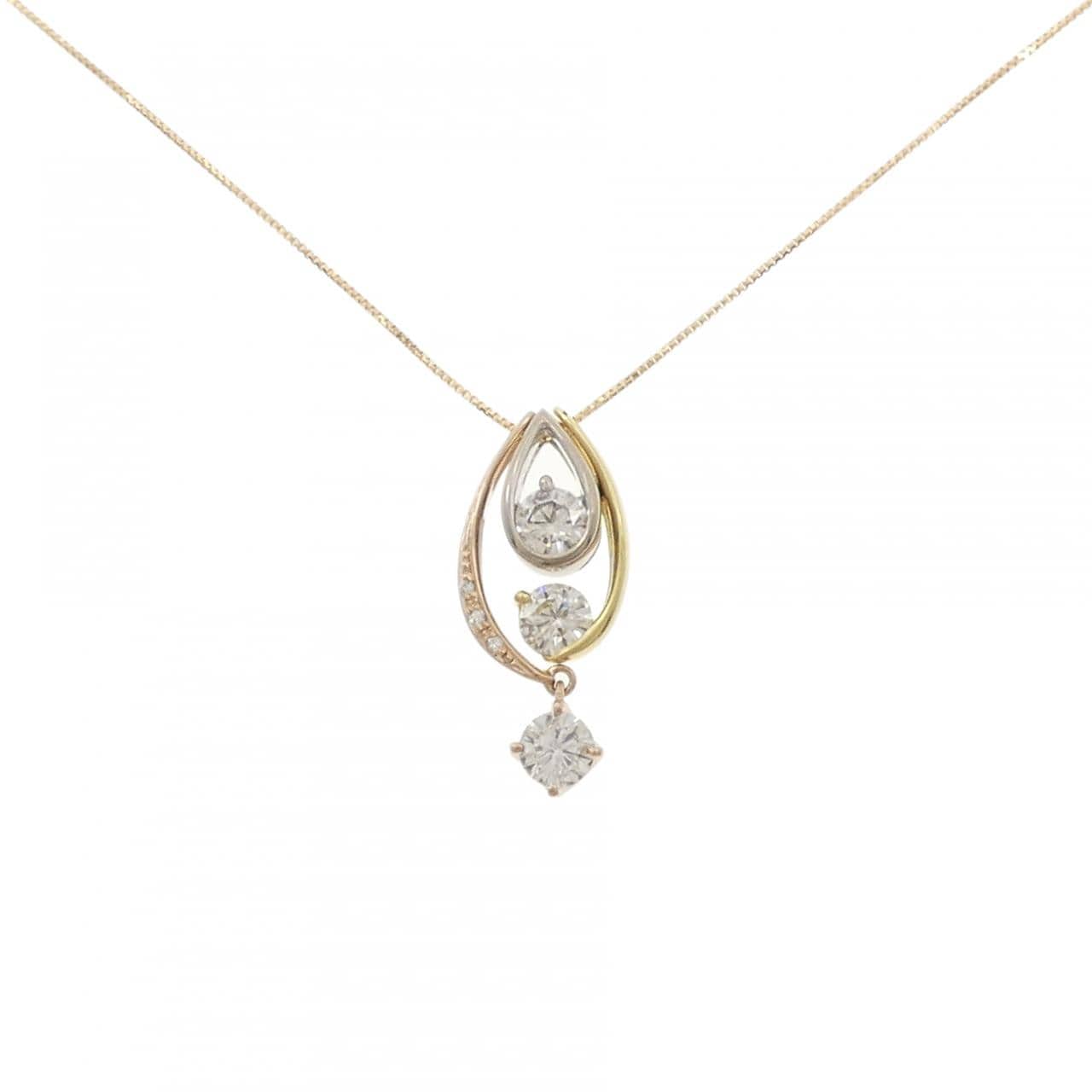 K18スリーカラー 2WAY ダイヤモンド ネックレス 1.00CT