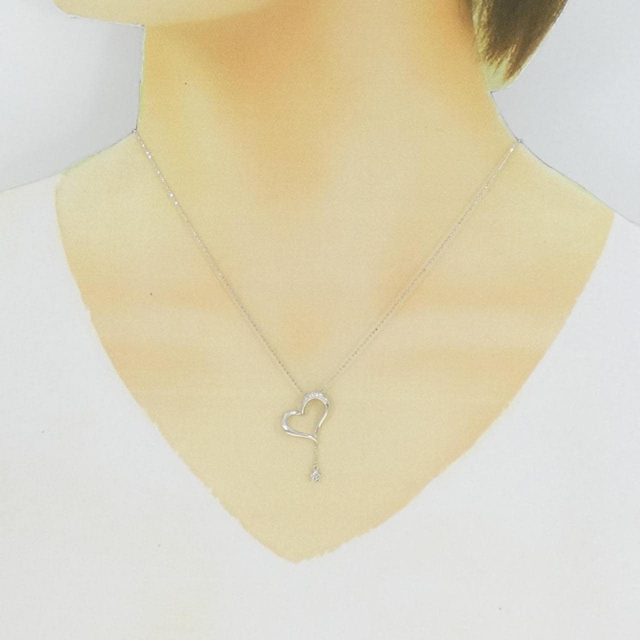 K18WG ハート×スター ダイヤモンド ネックレス 0.06CT
