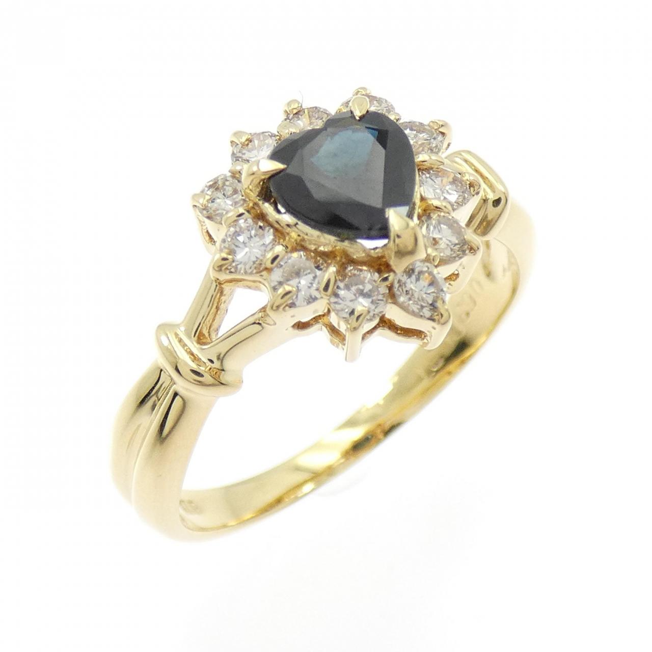 K18YG ハート サファイヤ リング 0.63CT
