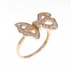 K18PG リボン ダイヤモンド ピンキーリング 0.18CT