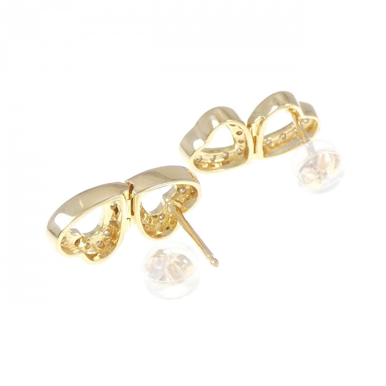 750YG/K18YG Heart Diamond Earrings