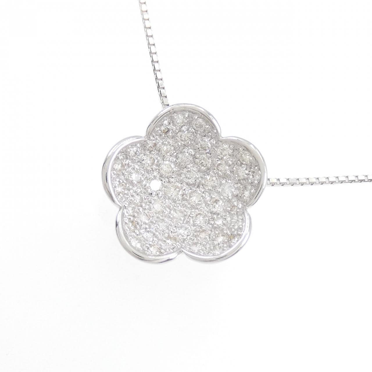 K18WG Flower Diamond Necklace 0.96CT