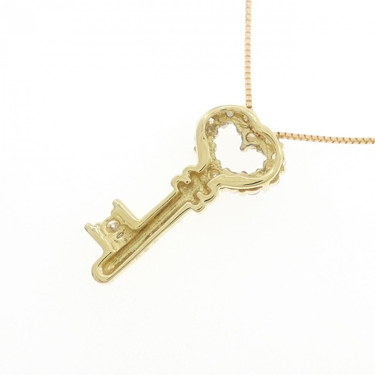 K18YG ハート×キー ダイヤモンド ネックレス 0.20CT