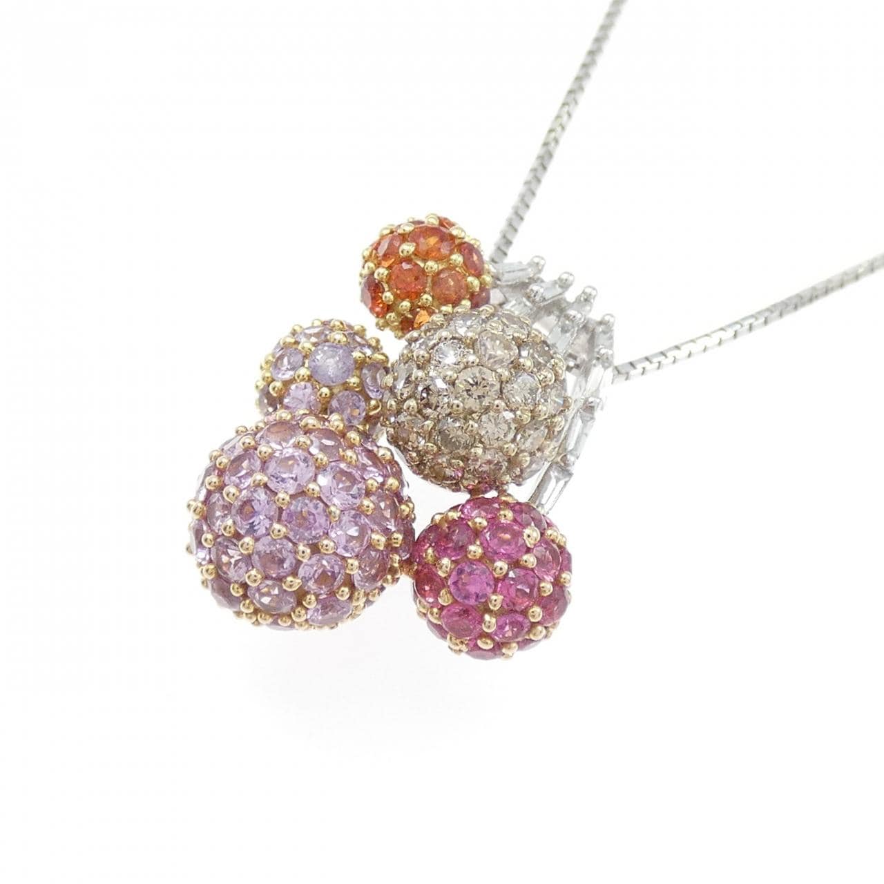 K18スリーカラー カラーストーン ネックレス