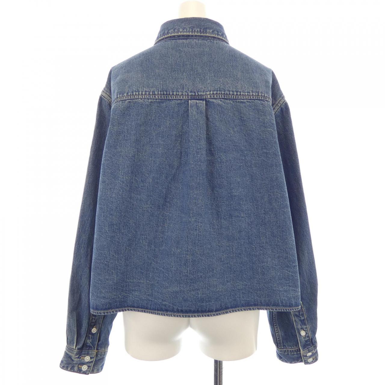 セリーヌ CELINE ユニオンオーシャンウォッシュデニム クロップドシャツ トリオンフ 2T187459N シャツ