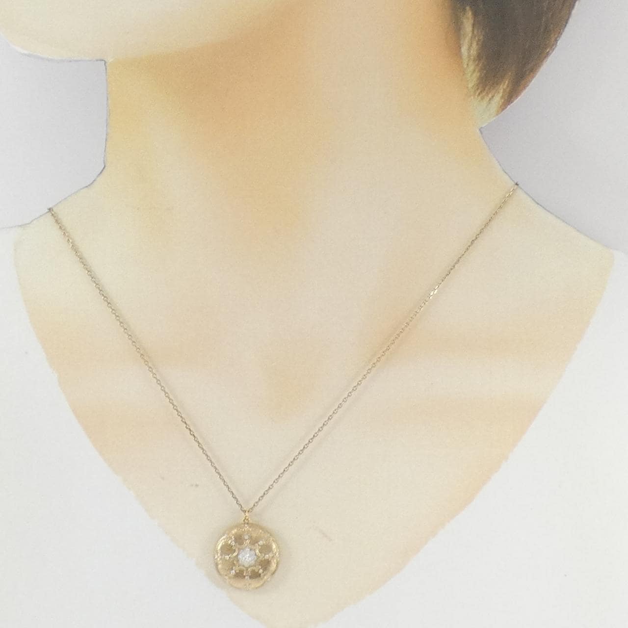 K18YG/PT900 ダイヤモンド ネックレス 0.14CT
