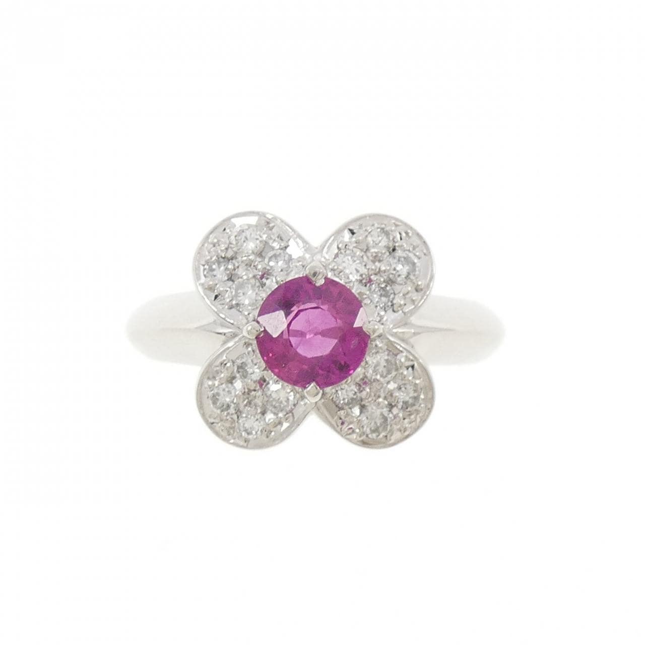 PT900 フラワー ルビー リング 0.67CT